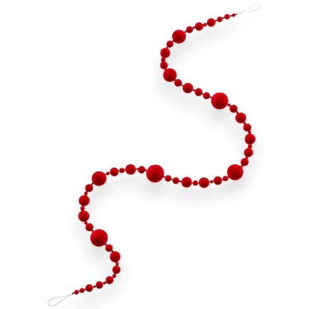 Ghirlanda Con Palle in Velluto Floccato - 155 Cm - Rosso