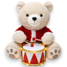 Orsetto Natalizio Percussionista - Con Luci - 38 Cm