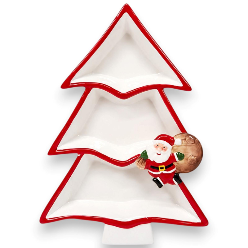 Piatto Aperitivo in Ceramica - 3 Posti - Albero di Natale