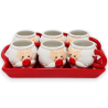 Set 6 Tazzine Babbo Natele con Vassoio - 24,5x16x7 Cm