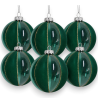 Set 6 Palle Vetro a Fasce in Velluto con Dettagli Glitter - 8 Cm - Ver