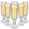 Set 6 Flute Rigati in Vetro Trasparente con Bordo Oro - 150 ML