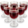 Set 6 Calici Rigati in Vetro Trasparente con Bordo Oro - 250 ML