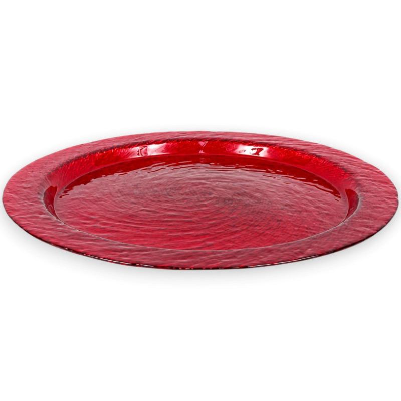 Piatto Centrotavola in Vetro Rosso - 34 Cm