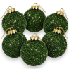 6 Palline Natale Tinsel - Verde - 8 Cm