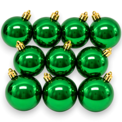 Set 10 Palline Lucide in Plastica Natale  - Verde - 6 Cm