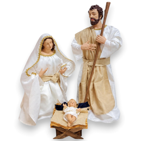 Natività in Ceramica 3 Statue con Culla - 90 Cm
