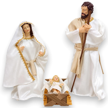 Natività in Ceramica 3 Statue con Culla - 67 Cm