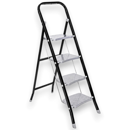 Scala in Acciaio 4 Gradini Pieghevole - 81x43,5x130 Cm