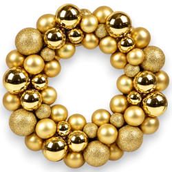Corona con Palline Lucide e Glitterate - 34 Cm - Oro