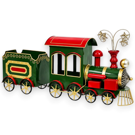 Trenino in Metallo - Verde - 87x22x40 Cm