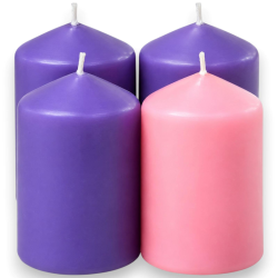 Set 4 Candele dell' Avvento - Diametro 5x12,5 H Cm