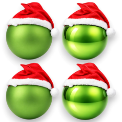 Box 4 Palline - Lucida/Matta - Verde Grinch - 10 Cm