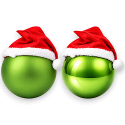 Box 2 Palline - Lucida/Matta - Verde Grinch - 15 Cm