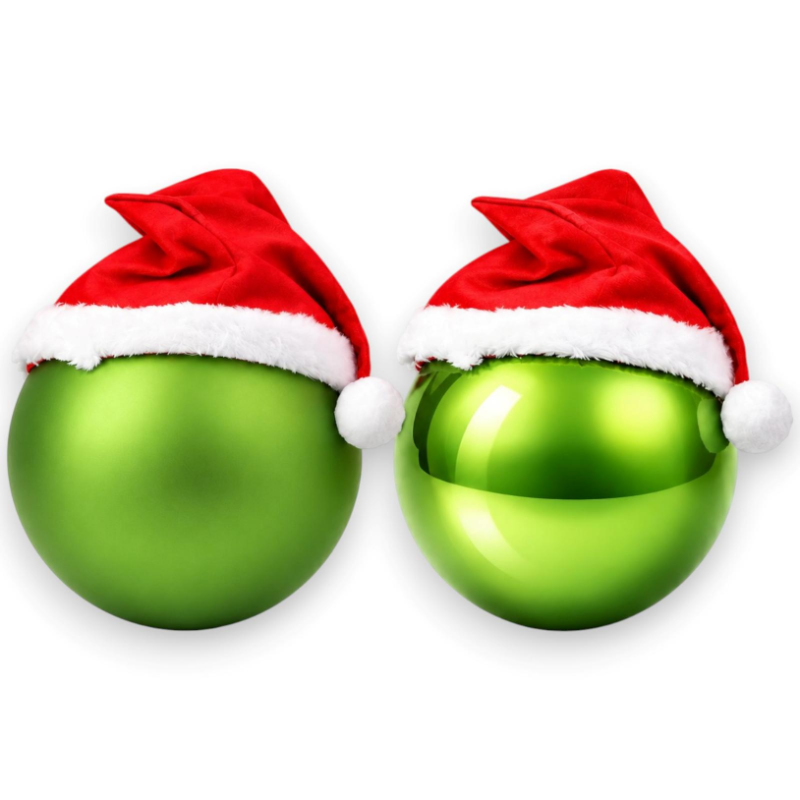Box 2 Palline - Lucida/Matta - Verde Grinch - 15 Cm