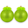 Box 2 Palline - Glitter - Verde Grinch - 15 Cm