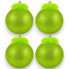 Box 4 Palline - Glitter - Verde Grinch - 10 Cm