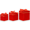 Set 3 Scatole Rosse - Quadrata - 16/20/25 Cm