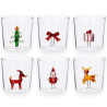 Set 6 Bicchieri Vetro Con Figura 3D Natalizia - 400 ML