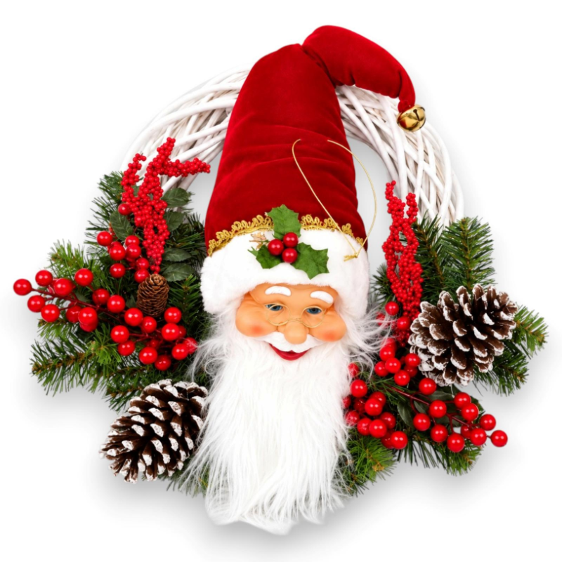 Ghirlanda in Vimini con Babbo Natale - Diametro 40 Cm
