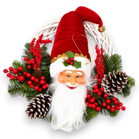 Ghirlanda in Vimini con Babbo Natale - Diametro 40 Cm