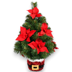 Alberino con Vaso - Stelle di Natale in Velluto - 60 Cm