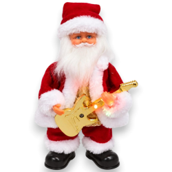 Babbo Natale con Chitarra - Luci e Suoni - 28 Cm
