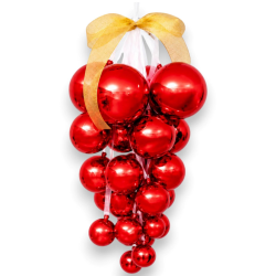Grappolo 25 Palline Natale - 40 Cm - Rosso