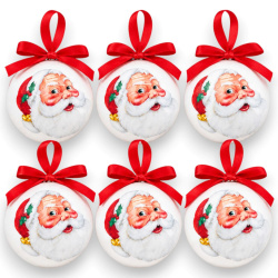 Set 6 Palline Babbo Natale in Polistirolo - 7,5 Cm