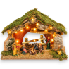 Capanna con 10 Luci e 8 Statuine da 10 cm - 43x28x32 Cm