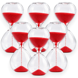 Clessidre in Vetro con Sabbia Rossa – Set da 6 Pezzi, 1 Minuto, Bombon