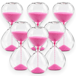 Clessidre in Vetro con Sabbia Rosa – Set da 6 Pezzi, 1 Minuto, Bomboni