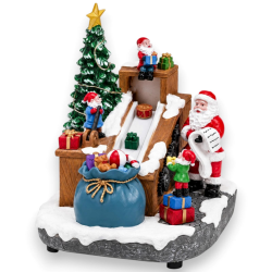 Babbo Natale e i suoi Aiutanti - Luci, Suoni e Movimento - 19,5x15,5x2