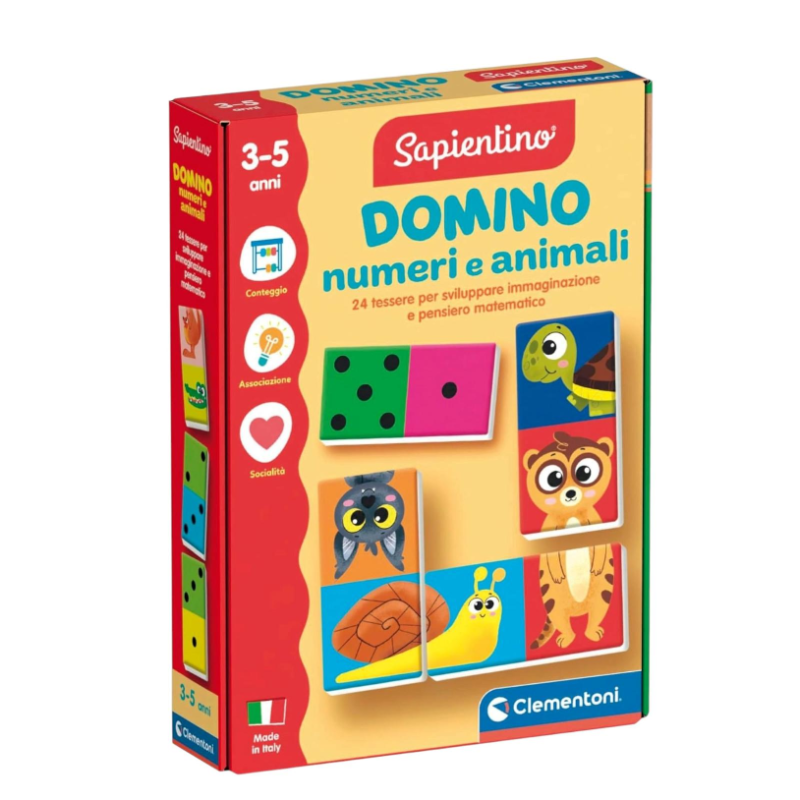 Clementoni Sapientino - Domino Numeri e Animali - 18x25x4 cm