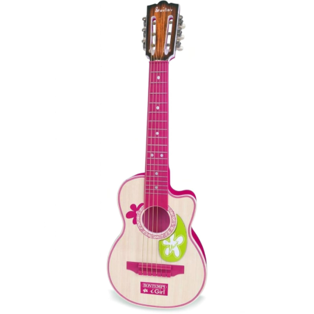 Bontempi - Chitarra Folk Rosa in Plastica - con 6 Corde in Metallo - 7