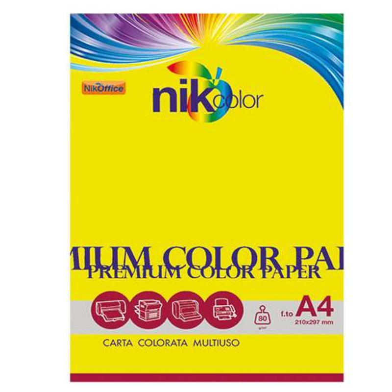 Risma Carta Colorata da 80 gr. A4 210x297 mm - 100 fogli - Giallo Fluo