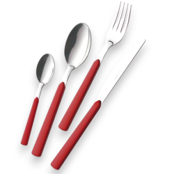 Eme Posaterie Set di 16 Posate Linea Fast Colore Rosso, Acciaio inox, 