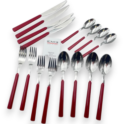 Eme Posaterie Set di 16 Posate Linea Fast Colore Rosso, Acciaio inox, 