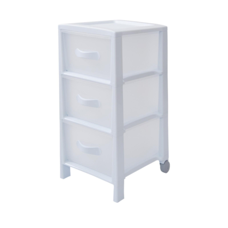 Belli e Forti Cassettiera Futura Slim. 3 Cassetti, Bianco, 29,5X39,5X5