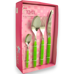 Eme Posaterie Set di 24 Posate Linea EME DREAM VERDE, Acciaio inox, Co