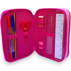 Astuccio triplo scuola Principesse Disney, 3 Zip con scomparti organiz