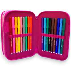 Astuccio triplo scuola Principesse Disney, 3 Zip con scomparti organiz