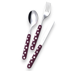 Eme Posaterie Set di 24 Posate LINEA BONITA A Pois Viola, Acciaio inox