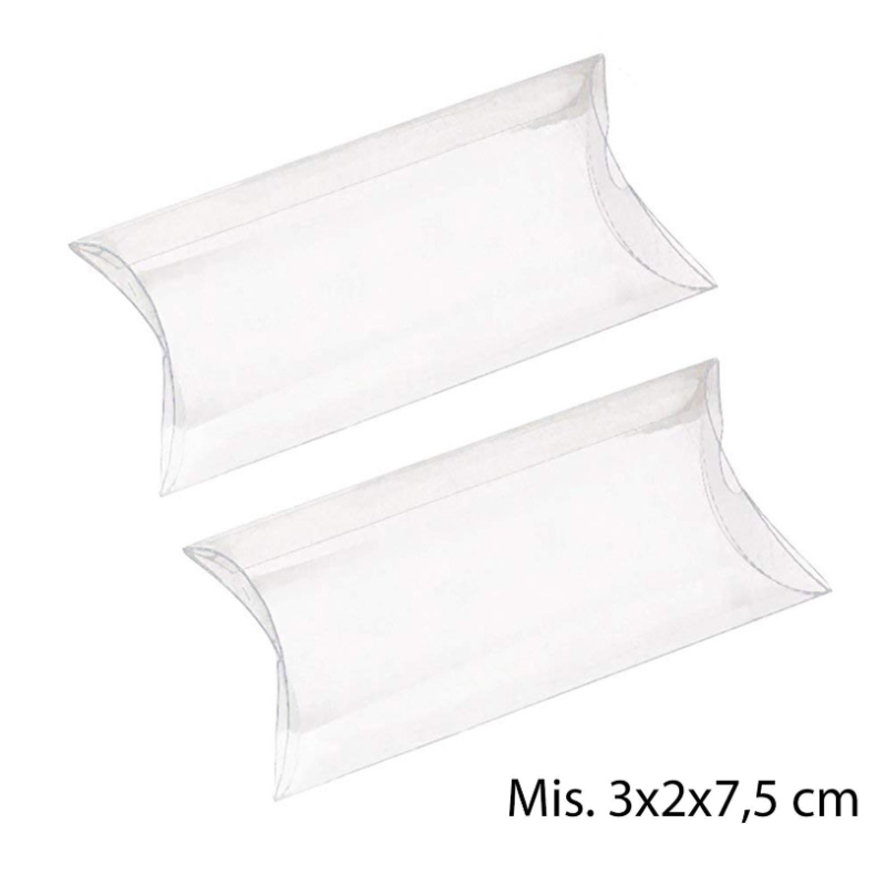 25x scatole trasparenti in pvc, 3x2x7,5 cm