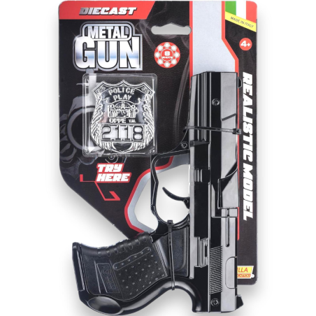 Pistola in Metallo Squadra Speciale Try Me, Colore Nero