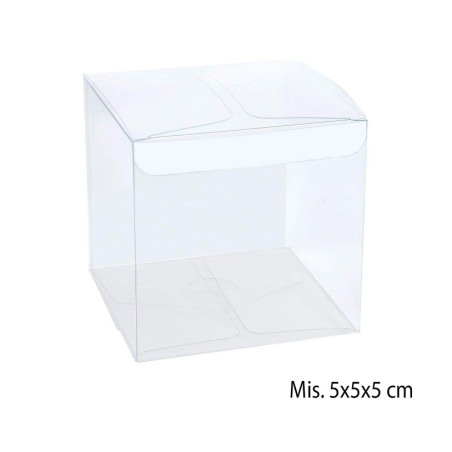 25 Scatoline quadrate cubo in PVC Trasparente 5x5x5 cm 