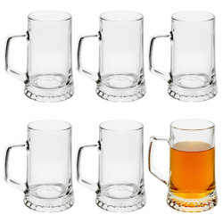 6x Boccali da birra in Vetro 51 cl, modello Stern, bicchieri base gros