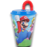 Bicchiere Per Bambini Con Cannucce Riutilizzabili super mario - 430 ml