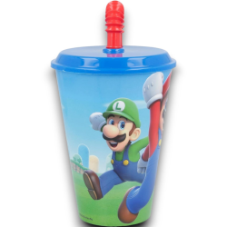 Bicchiere Per Bambini Con Cannucce Riutilizzabili super mario - 430 ml