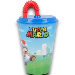 Bicchiere Per Bambini Con Cannucce Riutilizzabili super mario - 430 ml